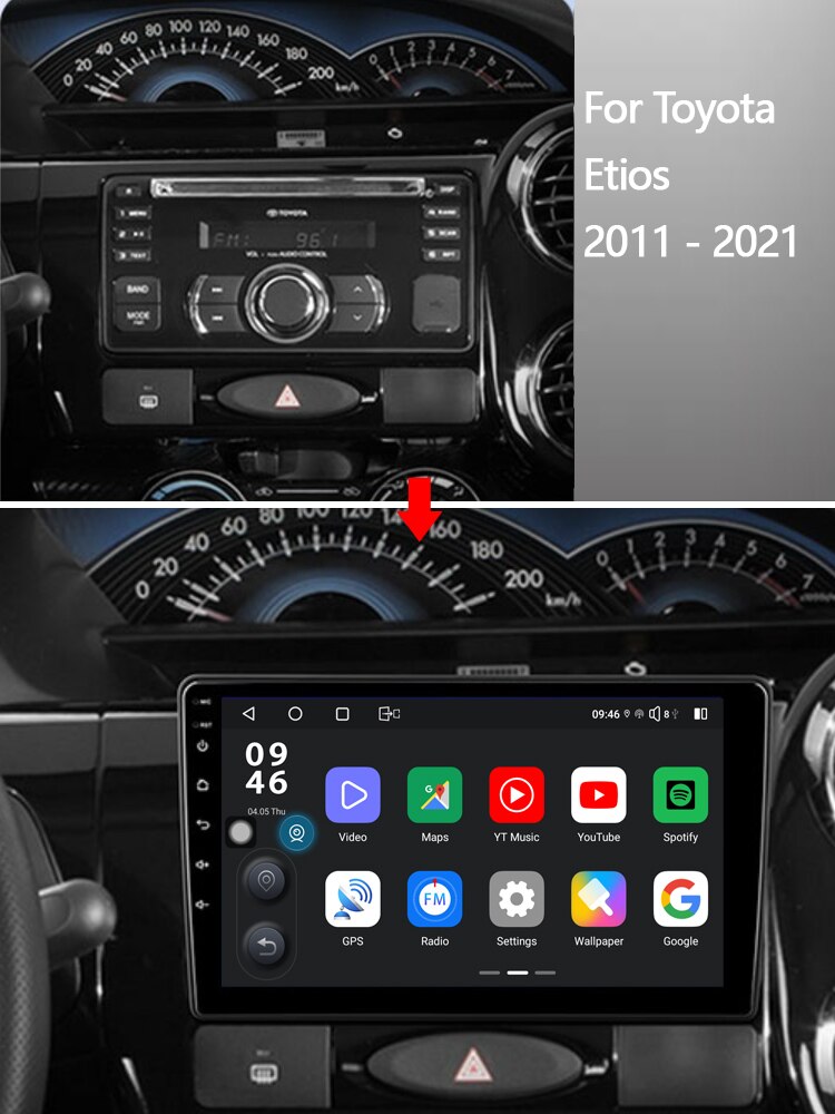 Idoing Car Android Stereo Radio Multimedia Player 2K For Toyota Etios 20112021 DTS Heat Unit