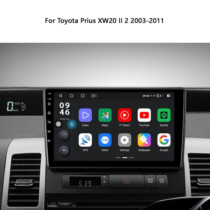 Idoing9 inch Car Android Stereo Radio Multimedia Player 2K For Toyota Prius XW20 II 2 2003-2011Heat Unit Navigation Video GPS No 2din
