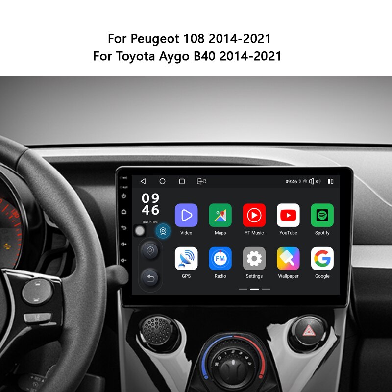 Idoing Car Stereo Radio Multimedia Video Player Android Head Unit For Peugeot 108 For Toyota Aygo B40 2014-2021 Navigation GPS