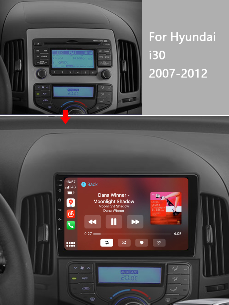 Idoing 9"Androidauto Head Unit 2K For Hyundai i30 1 FD 2007-2012 Car Radio Stereo Multimedia Video Player Navigation GPS No 2din