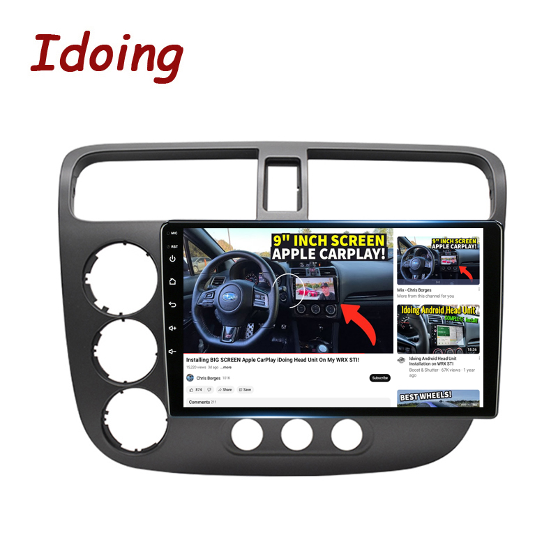 Idoing Qualcomm Android Car Radio Player For Honda Civic 7 LHD RHD 2000-2006 Carplay And Auto Bluetooth Head Unit GPS Navigation