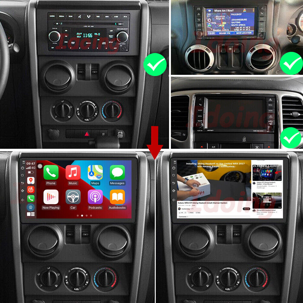 Idoing10.2 inch Car Audio Android AutoRadio Multimedia Player For Jeep Wrangler 3 JK 2010-2018 Head Unit Plug And Play GPS Carplay 8G+128G NO 2DIN