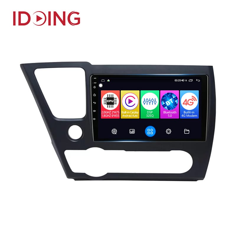 Idoing 9inch Android 12 Car Head Unit Radio Media Player For Honda Civic 9 рестайлинг 2013-2016 GPS Navigation Plug And Play CarPlay Android Auto