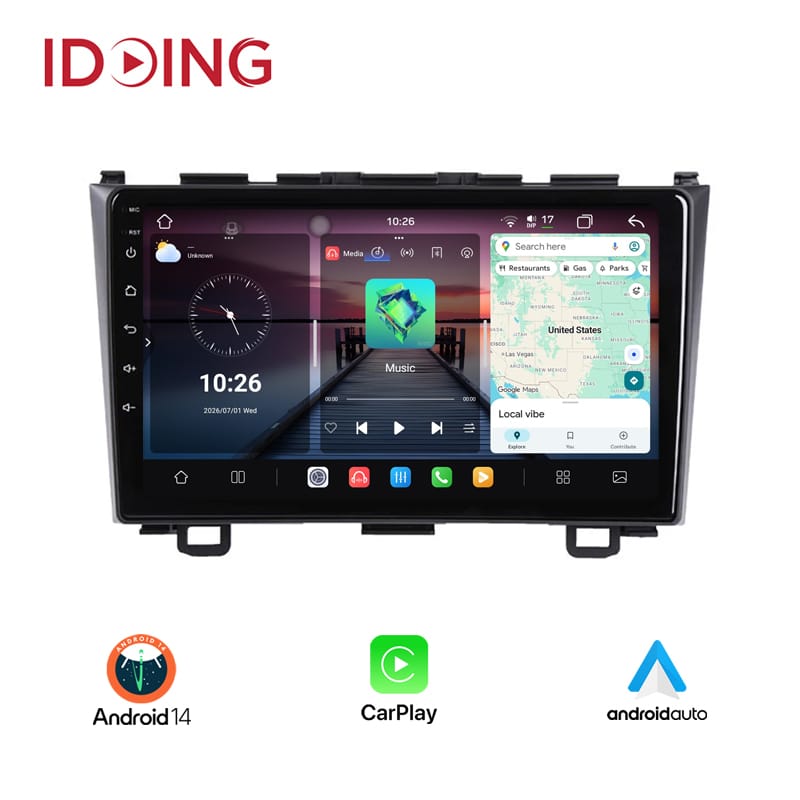 Idoing 9inch Android14 Car Head Unit Plug And Play Navigation GPS For Honda-CRV-CR-V 3 RE 2006-2012 Car Audio Stereo Radio Multimedia Video Player
