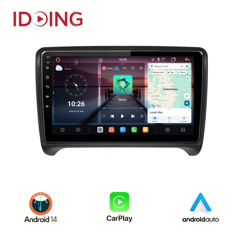 Idoing 9inch Android 14 Radio Head Unit For Audi TT MK1 2006-2014 Wireless Carplay Android Auto Car Audio Stereo Radio Multimedia Video Player Navigation GPS
