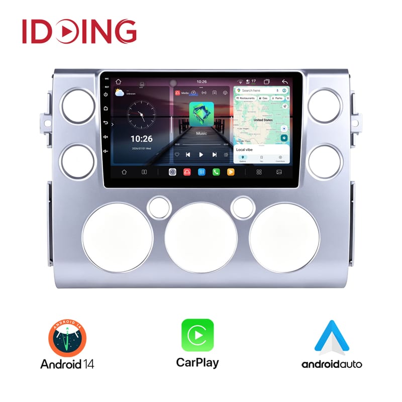 Idoing 9inch Android 14 Radio Head Unit For Toyota FJ Cruiser J15 2006-2020 Car Multimedia Video Player Audio Stereo Navigation GPS Plug And Play DSP Wireless Carplay Android Auto
