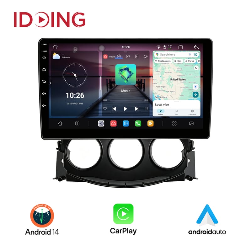 Idoing 9inch Android 14 Radio Head Unit For Nissan 370Z 2009-2020 Car Multimedia Video Player Audio Stereo Navigation GPS Plug And Play DSP Wireless Carplay Android Auto