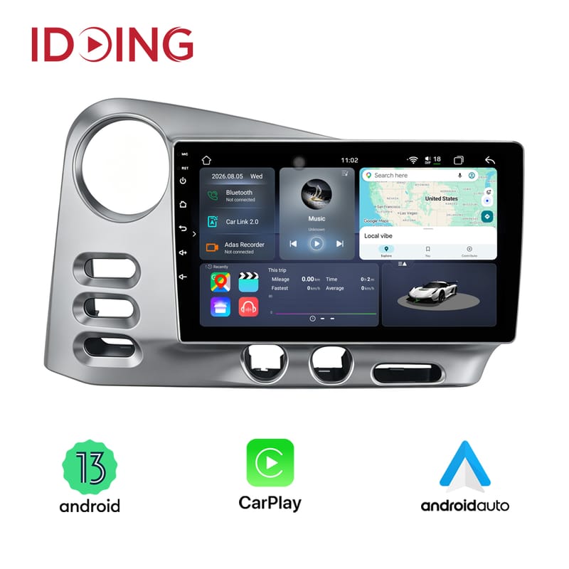 Idoing 9inch Android 13 Radio Head Unit For Pontiac Vibe Toyota Matrix 2002-2008 Car Stereo Multimedia Video Player Auto Navigation Stereo GPS Wireless Carplay Android Auto