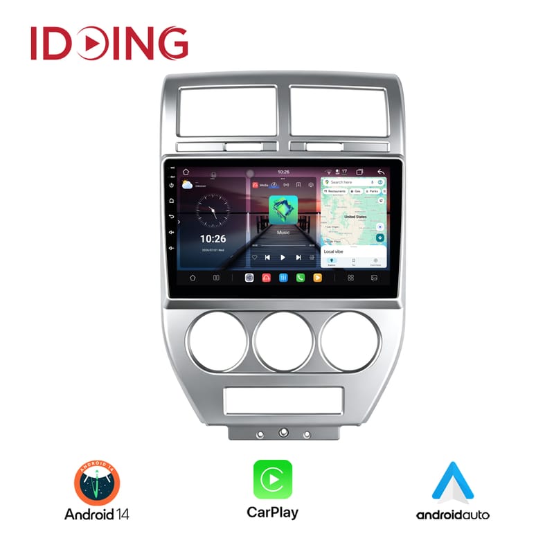 Idoing 9inch Android 14 Radio Head Unit For Jeep Compass Patriot 2007-2009 Car Multimedia Video Player Audio Stereo Navigation GPS Plug And Play DSP Wireless Carplay Android Auto