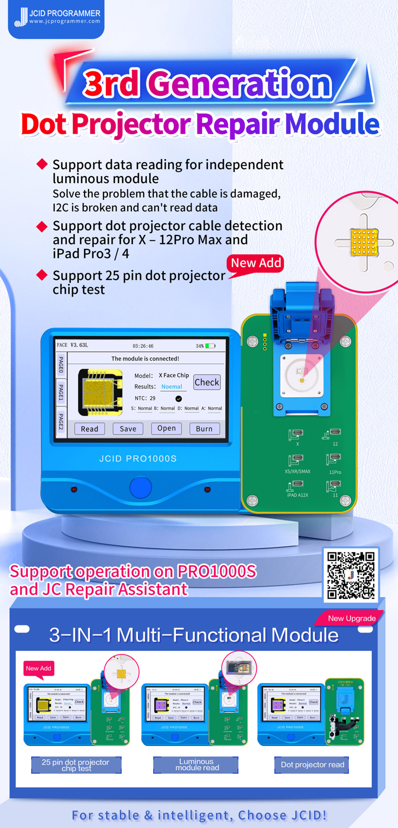 JC 3rd Gen Dot Projector Repair Module for iPhone X-12ProMax/iPad A12X