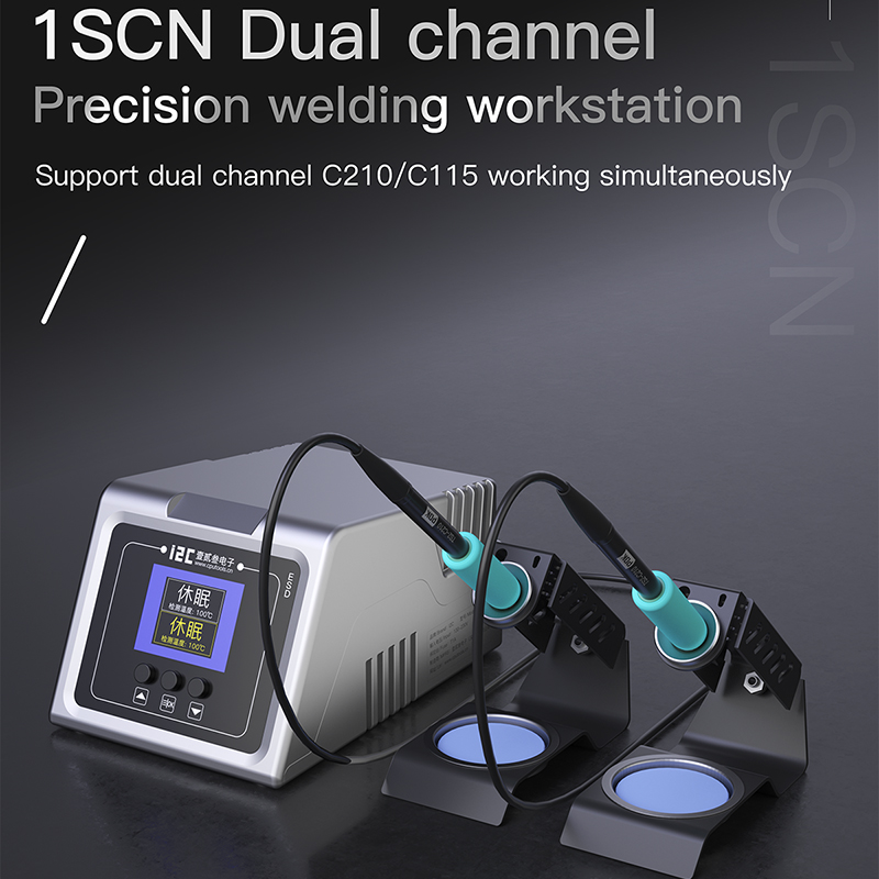 I2C 1SCN Intelligent Dual Handle Soldering Station with C210 /C115 Tip Electric Soldering Iron Heating for Cell Phone PCB Repair
