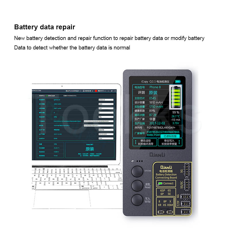 Qianli iCopy Plus LCD Screen TrueTone Repair Programmer Battery/Lightning Cable Tester for iPhone 11Pro MAX XR XSMAX XS 8P 8 7P