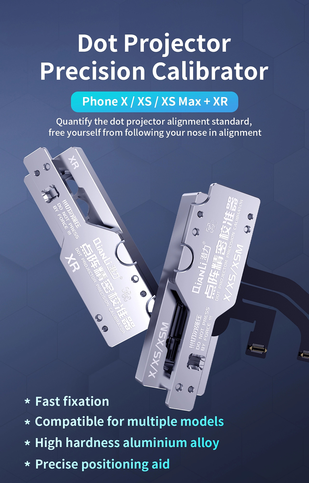 Qianli Dot Projector Precision Calibrator for iPhone 12 11pro X XS MAX XR Aluminium Alloy Face Lattice Precise Positioning Aid