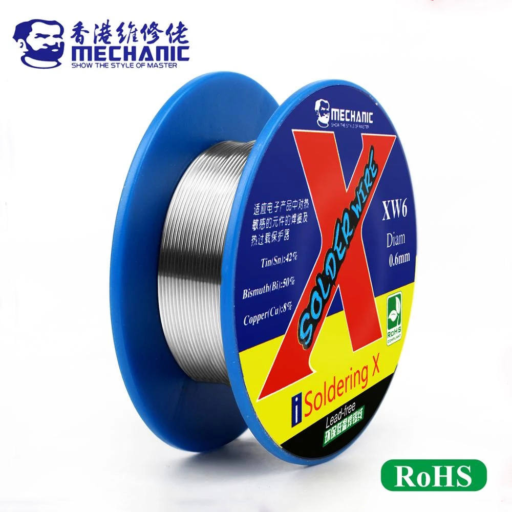 MECHANIC Rosin Core Solder Wire 50g Sn 42%/Bi 50%/Cu 8% 0.5/0.6mm 138℃ Low Melting Point Welding Tin Wire BGA Soldering Tools