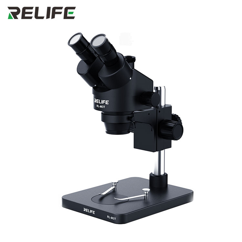 RELIFE Trinocular Stereo Microscope 0.7-4.5X Continuous Zoom Microscope With Camera for Phone PCB Electronic Repair Device RL-M3