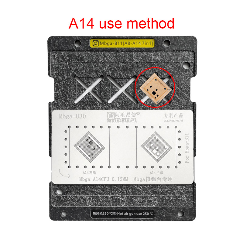 Amaoe 7 in 1 BGA Reballing Platform for A14 A13 A12 A11 A10 A9 A8 CPU Tin Planting IC Glue Remove Positioning Plate With Stencil