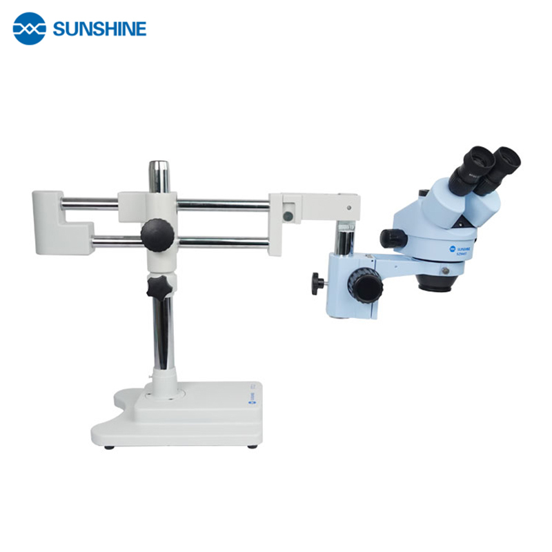 SUNSHINE Trinocular HD Stereo Microscope 7X-45X Zoom Universal Stand Bracket Microscope for Lab Phone PCB Motherboard Repair