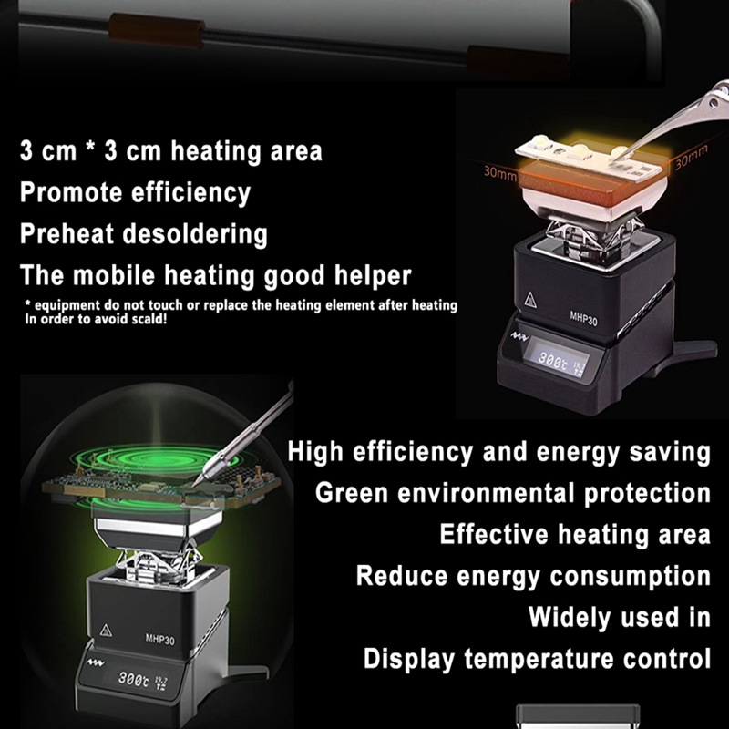 MHP30 Mini Hot Plate SMD Preheater Preheating Rework Station PCB Board Soldering Desoldering Heating Plate LED Strip Repair Tool