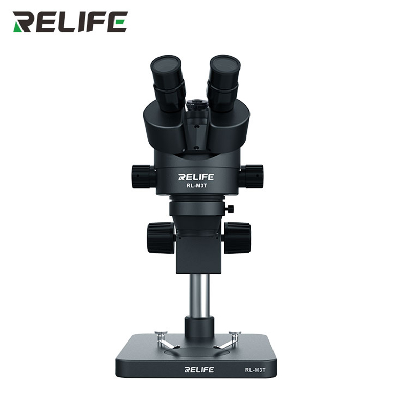RELIFE Trinocular Stereo Microscope 0.7-4.5X Continuous Zoom Microscope With Camera for Phone PCB Electronic Repair Device RL-M3