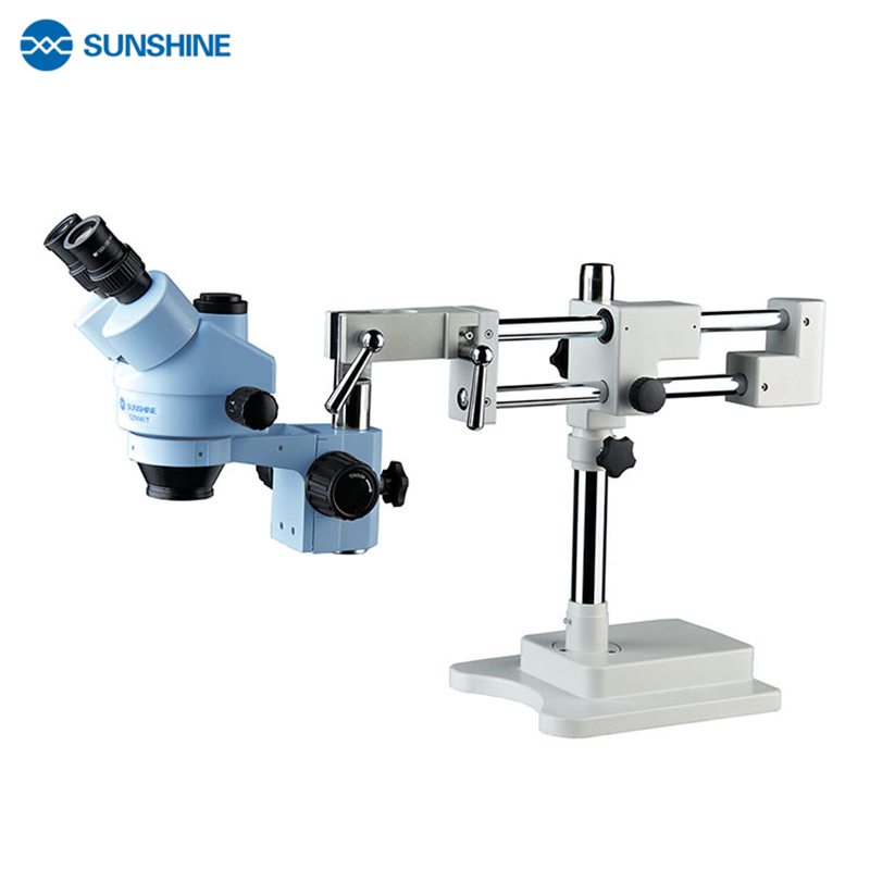 SUNSHINE Trinocular HD Stereo Microscope 7X-45X Zoom Universal Stand Bracket Microscope for Lab Phone PCB Motherboard Repair