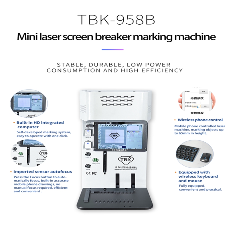 TBK 958B 220V Automatic Laser Removal Back Cover Glass Machine with Keyboard&Mouse and Mould