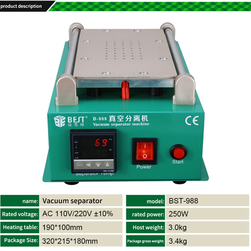 BST-988 Integrated Vacuum Separator Mobile Phone Screen Repair Dismantling Machine Manual Separating Equipment