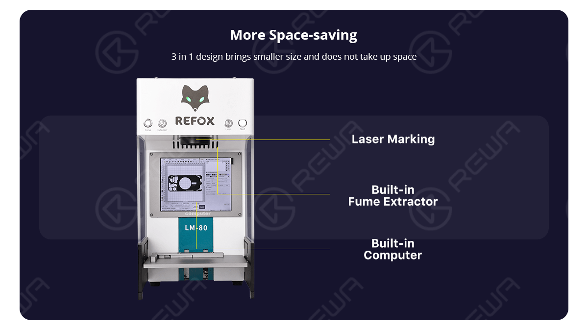 REFOX LM-80 3 in 1 Intelligent Laser Marking Machine (Laser Marking / Built-in PC Fume Extractor) LM-80B Phone repair refurbish