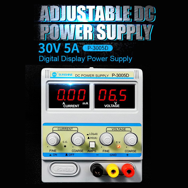 Sunshine P-3005D 30V 5A Adjustable Digital Display DC Power Supply 3 Digit Current Voltage Display Intelligent Regulated Power
