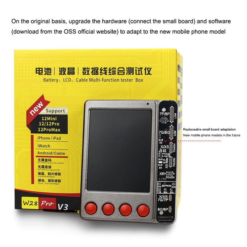 W28 Pro V3 Battery Tester LCD Screen True Tone Repair Programmer for iPhone 4-12 ProMax iPad iWatch USB Cable Headphone Test