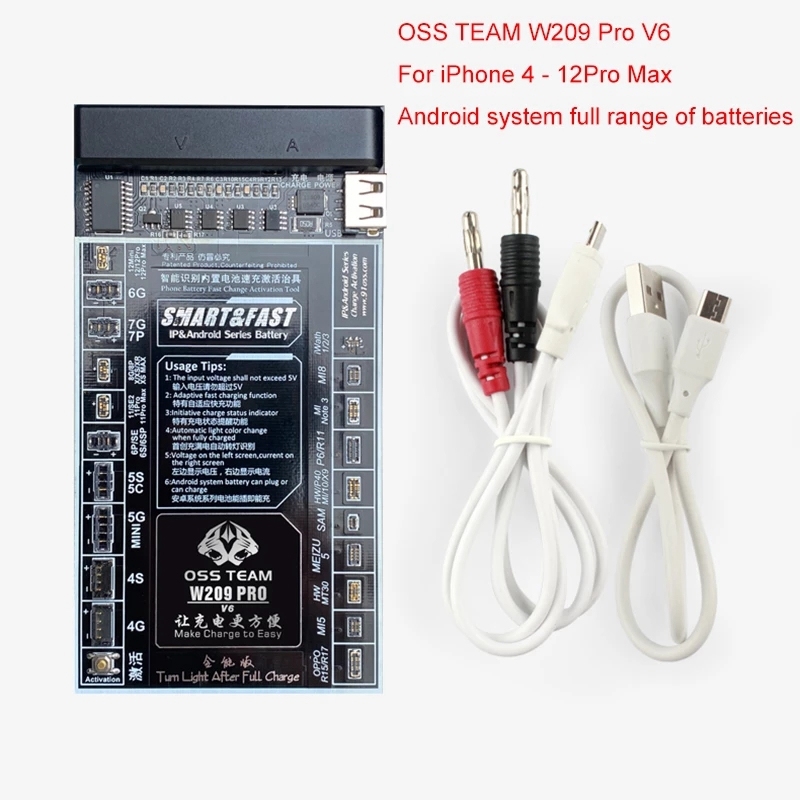 OSS TEAM W209 PRO Smart Built-in Battery Activation Board For iPhone 4 -12PRO MAX/Android Charging Activation Circuit Board Test