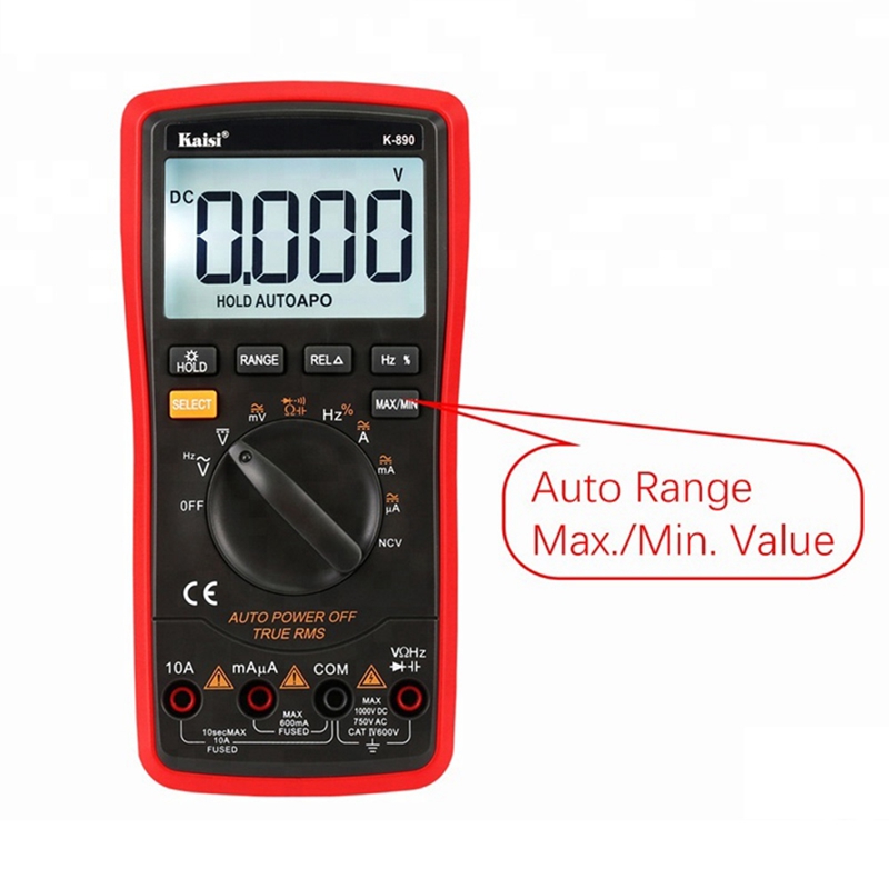 Kaisi K-890/K-9033 Household Automatic Range High-Precision Digital Multimeter Temperature Test With Anti-Burn Protection