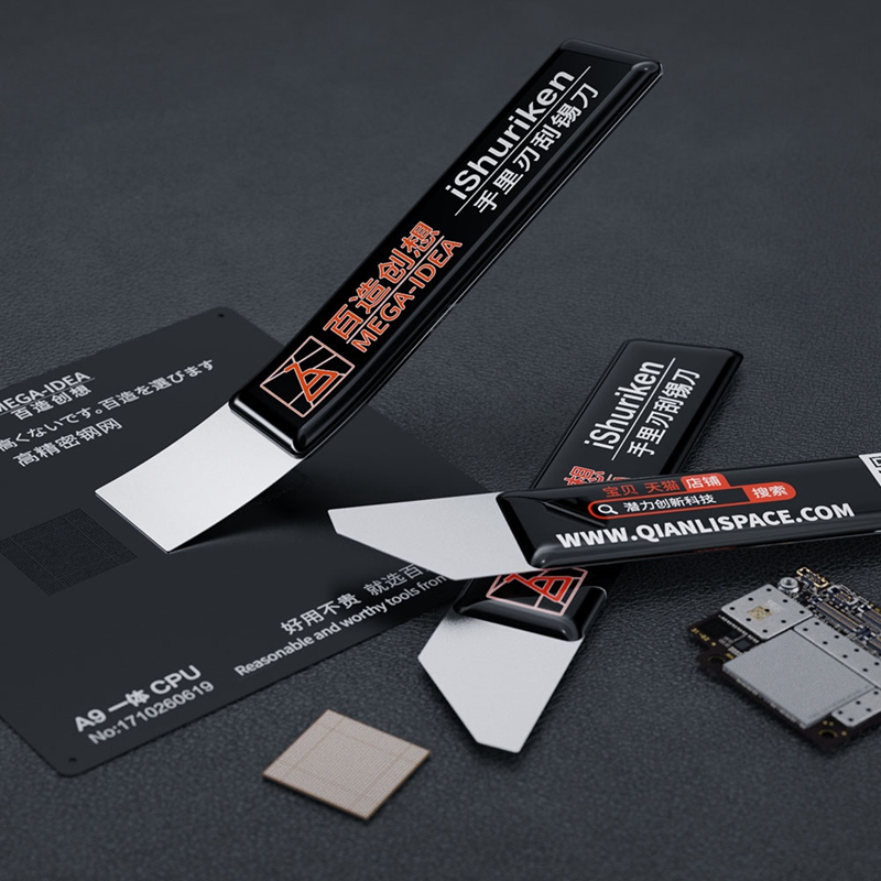 Qianli Mega-Idea Ultra Thin T0.2mm iShuriken Tin Spatula BGA Reballing Scraper Mobile Phone Repair Wear-Resistant Glue Remover