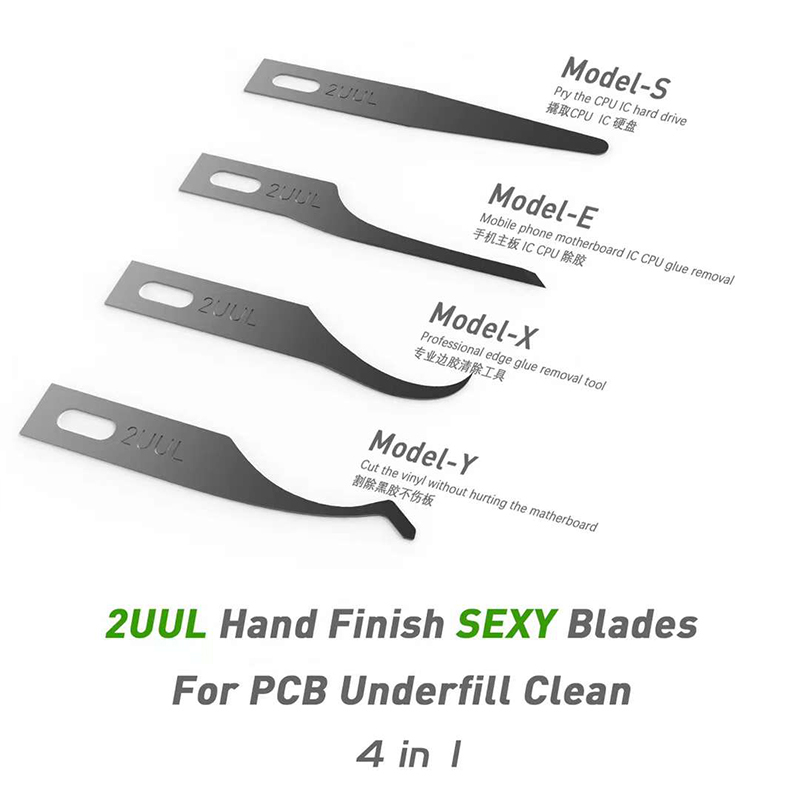 2UUL 4 In 1 Hand Finish Sexy Blades CPU IC Chip Glue Remover Knife Motherboard Pcb Underfill Clean Scraping Pry Tool