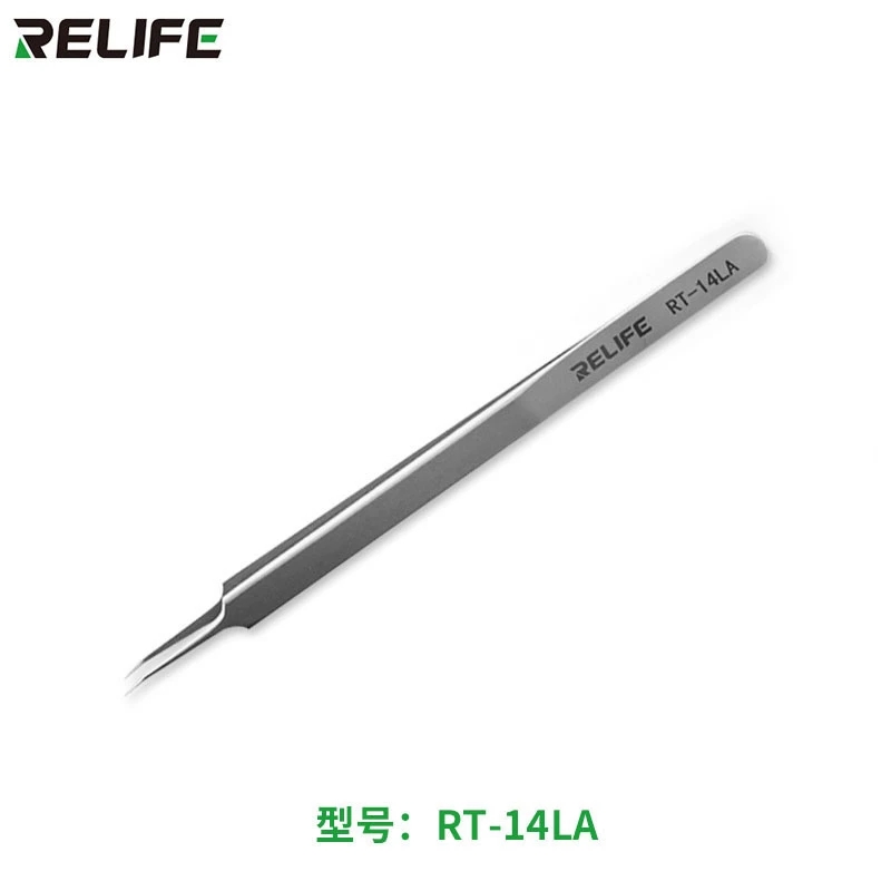 RELIFE Stainless Steel Tweezers RT-14A RT-14SA Anti-static High Toughness Precision Fine Tip Forceps Anti-skid Chip Repair