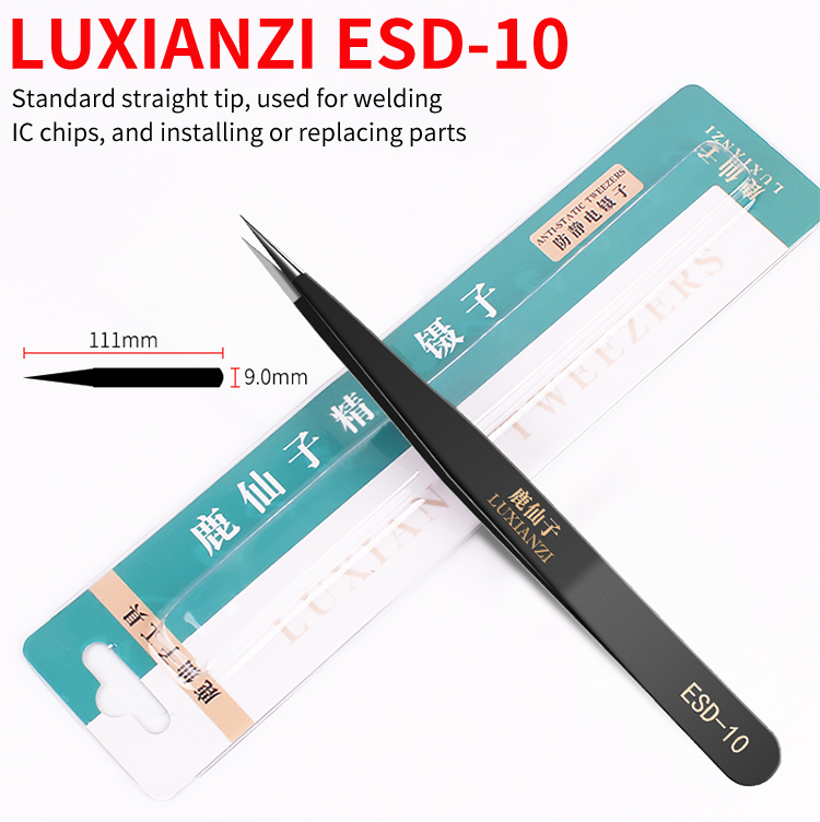 LUXIANZI 1pcs Anti-static ESD Stainless Steel Tweezers Industrial Precision Curved Straight Tweezers Repair Tools