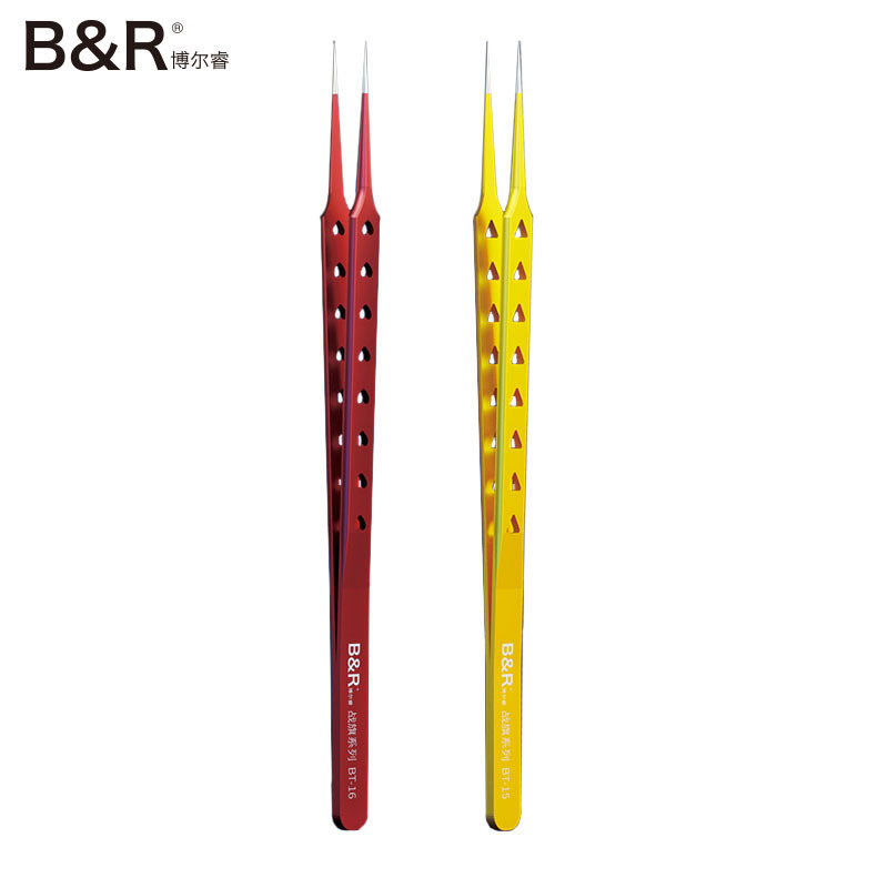 B&R Stainless Steel Tweezers With Suture Steps For Mobile Phone Disassembly Motherboard PCB IC Chips Components Parts Repair