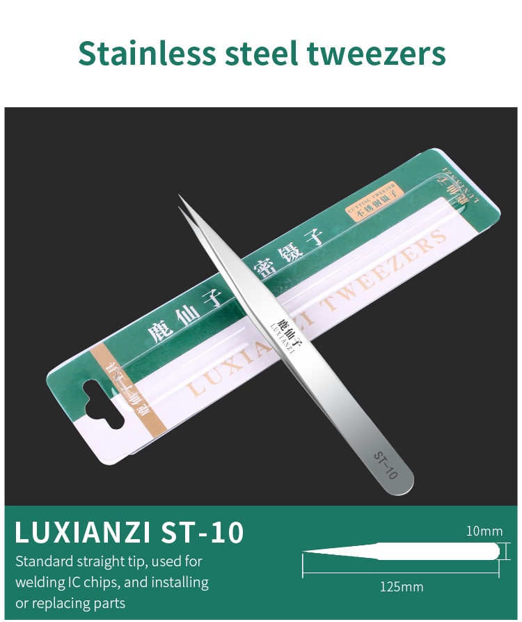 LUXIANZI 1pcs Anti-static ESD Stainless Steel Tweezers Industrial Precision Curved Straight Tweezers Repair Tools