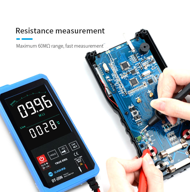 SUNSHINE DT-20N Digital Multimeter Fully Automatic High Precision Color Touch Screen AC DC Voltage Current Resistance Measuremen