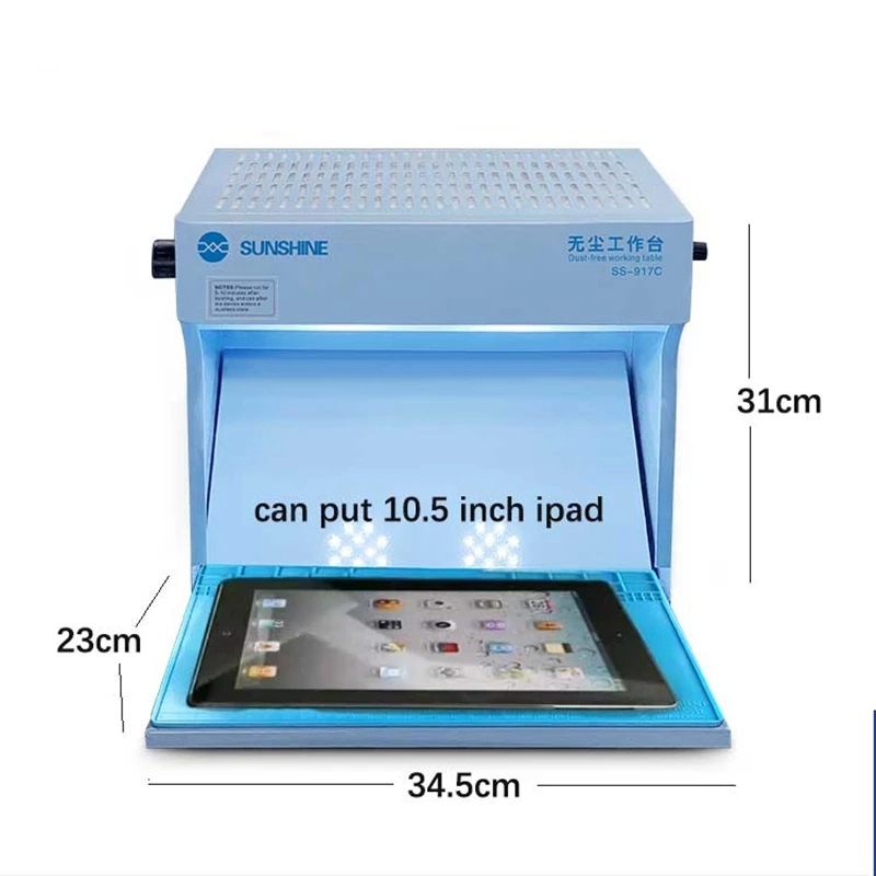 Sunshine SS-917C Dust Free Working Room Anti Dust Bench Adjustable Wind Cleaning Room with Dust Checking Lamp for Phone iPad