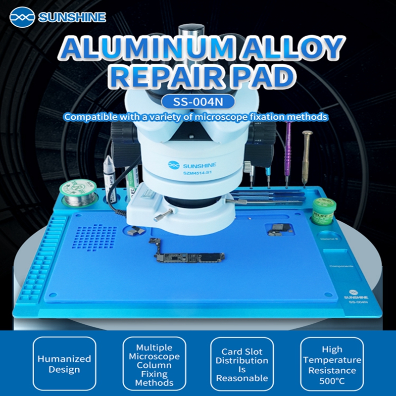 SUNSHINE SS-004N Microscope Holder Stand with Silicone Repair Soldering Mat Repair Pad for Phone DIY Welding Tool