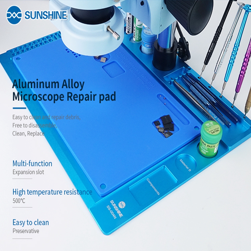 SUNSHINE SS-004N Microscope Holder Stand with Silicone Repair Soldering Mat Repair Pad for Phone DIY Welding Tool