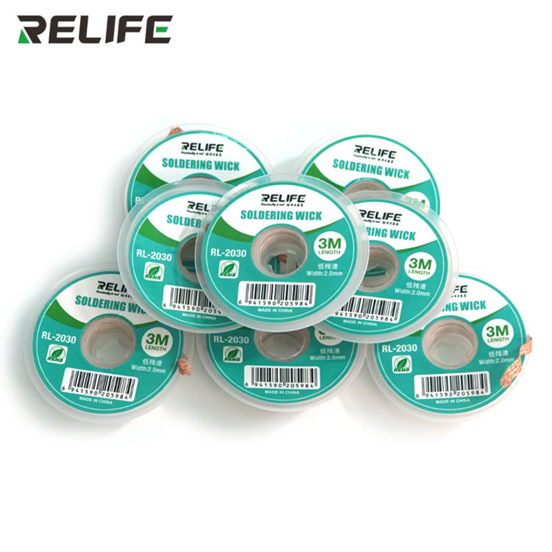 RELIFE Desoldering Braid Wire 3M Length 2.0MM Width Efficient Tin Removal Soldering Wick for Mobile Phone PCB BGA Welding Tools