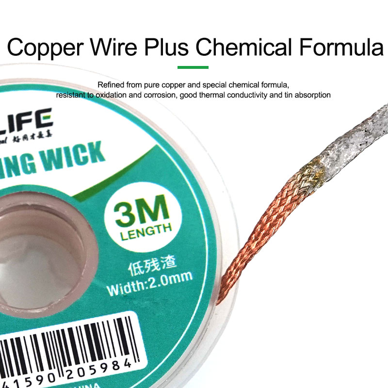 RELIFE Desoldering Braid Wire 3M Length 2.0MM Width Efficient Tin Removal Soldering Wick for Mobile Phone PCB BGA Welding Tools