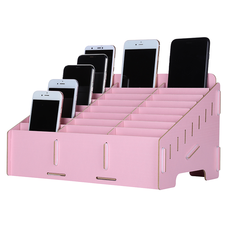 24 Grid Multifunctional Mobile Phone Repair Tools Pink Box Motherboard Accessories Wooden Storage Box
