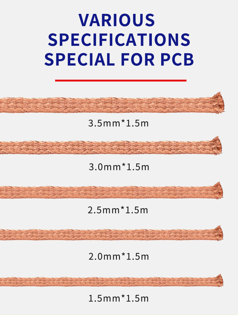 10pcs/Lot Mechanic Solder Wick Remover Desoldering Braid Wire Sucker Cable Wire 1.0/1.5/2.0/2.5/3.0/3.5/4.0mm Welding Accessory