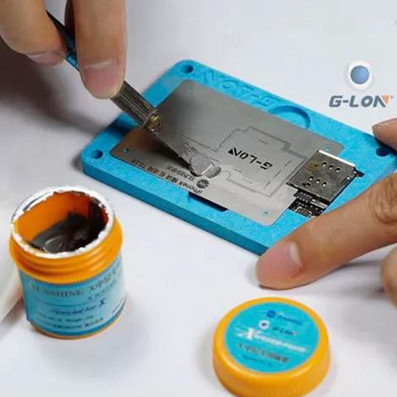 BGA Reballing Stencil Soldering Net With Solder Paste for iPhone X Motherboard Planting Tin Fixture Logic Board Repair Tools