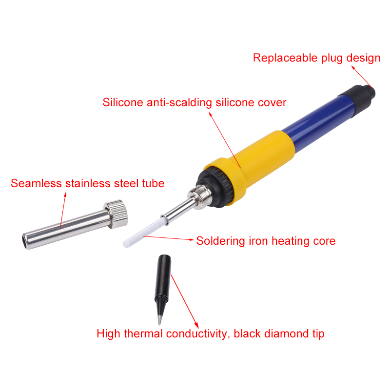 DC 12V 60W Electric Soldering Iron Car Battery Low Voltage Portable Solder Rework Repair Tools