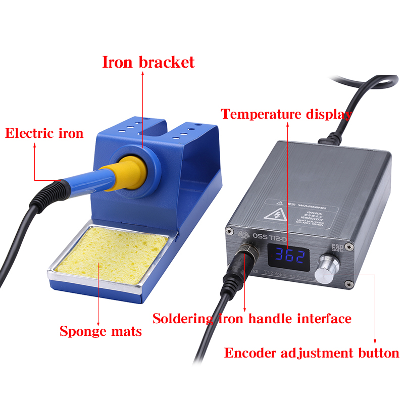 T12 72W Quick Heating OLED Digital Display Soldering Iron Station Kit Adjustable Temperature Electronic Welding Iron Repair Tool