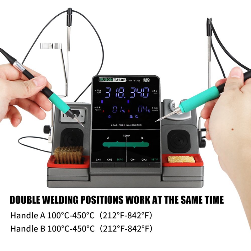 2 In 1 SUGON T3602 Soldering Station JBC Double Station Welding Rework Station For Cell-Phone PCB SMD IC Repair Solder Tools