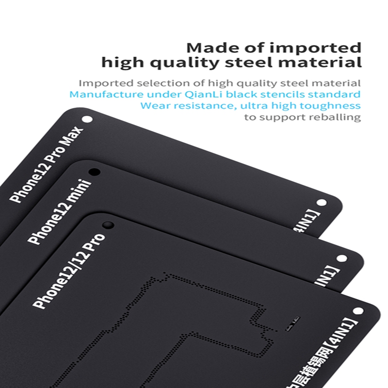 QianLi 4 in 1 BGA Stencil Reballing Platform for iPhone 12/12Pro/12Pro Max/12Mini Motherboard Middle Frame Planting Tin Template